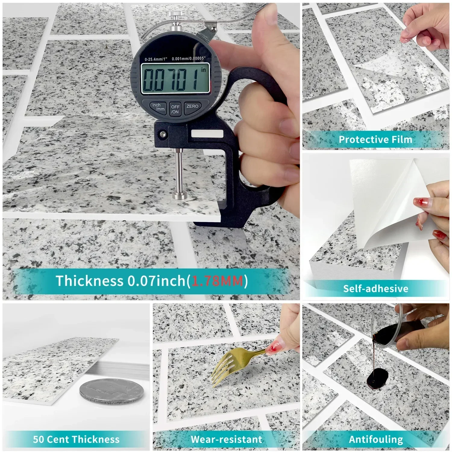 Paneles de Pared Autoadhesivos Efecto Mármol